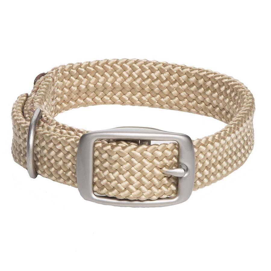 Mendota Pet Double Braid Satin Nickel Junior Dog Collar, Sand, 9/16-in x 14-in