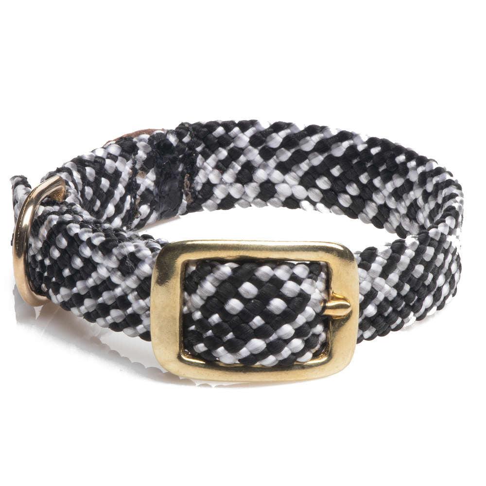 Mendota Pet Double Braid Brass Junior Dog Collar, Salt & Pepper, 9/16-in x 14-in