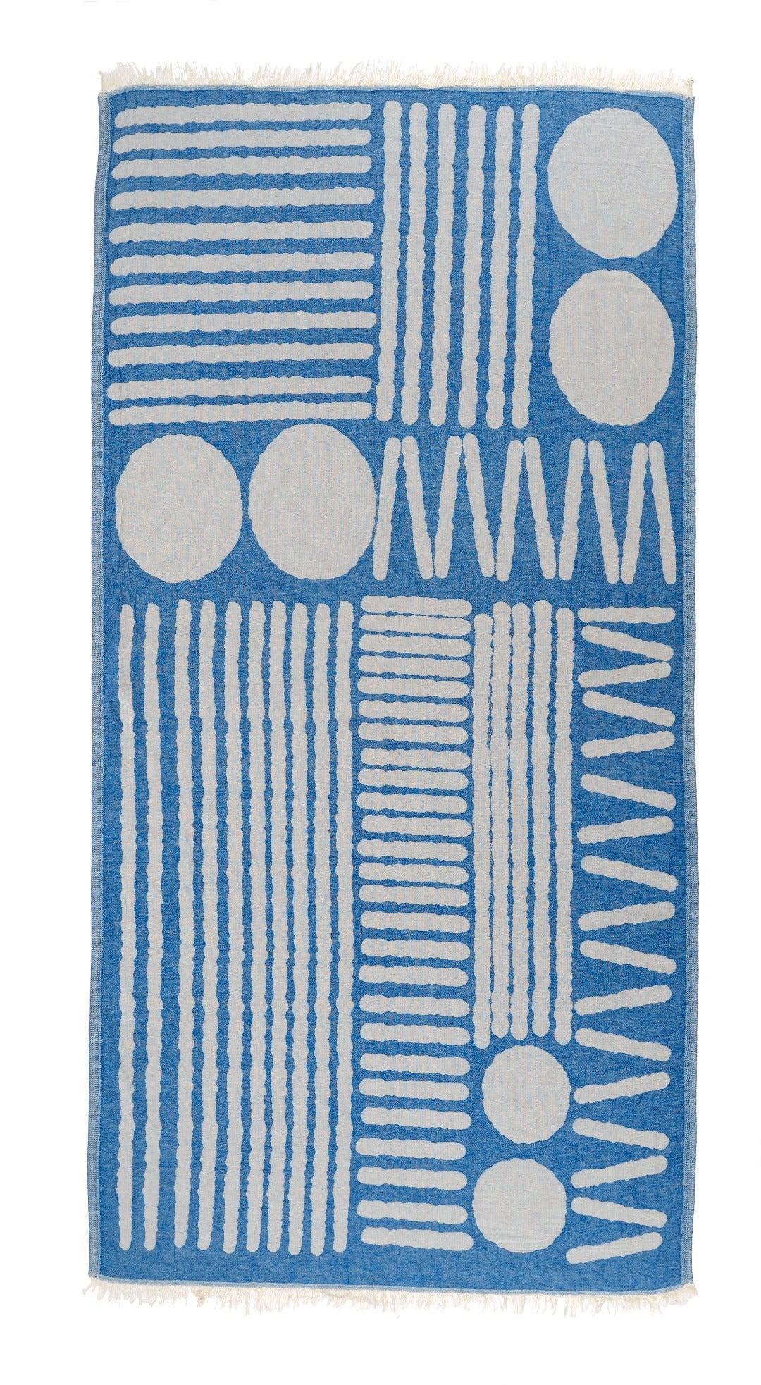 Antiochia Home Island Flat Weave Beach Towel, Royal Blue, 40-in x 70-in