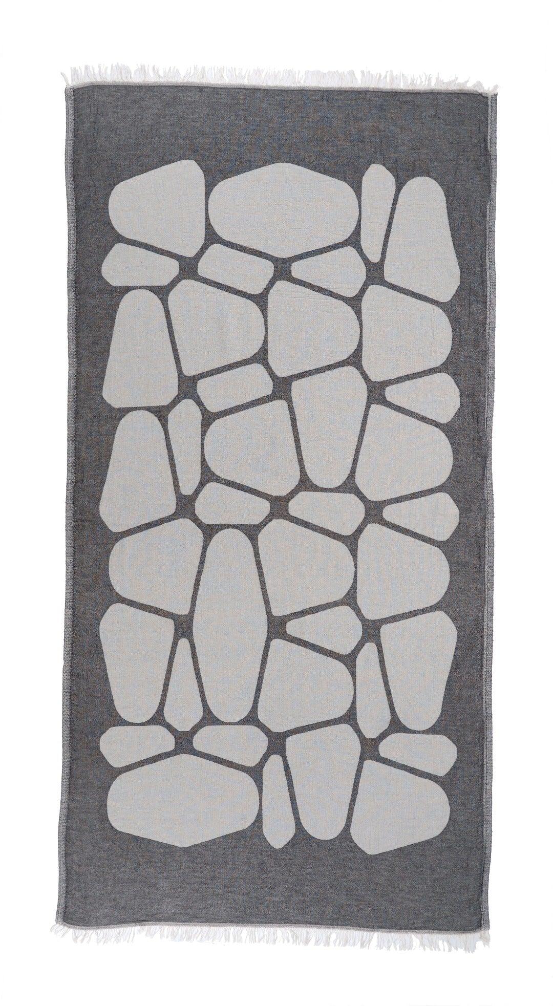 Antiochia Home Pebble Flat Weave Beach Towel, Grey, 40-in x 70-in