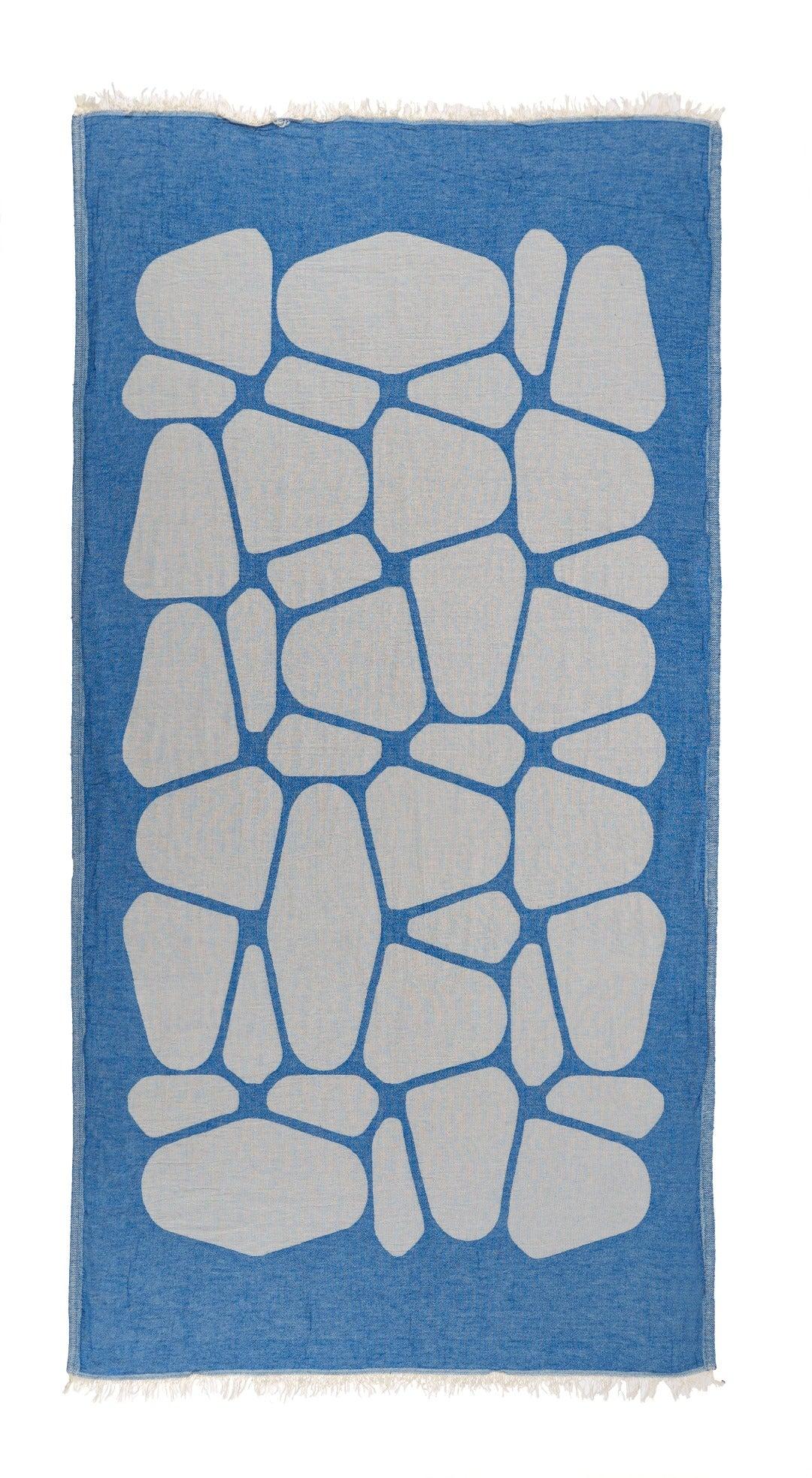 Antiochia Home Pebble Flat Weave Beach Towel, Royal Blue, 40-in x 70-in