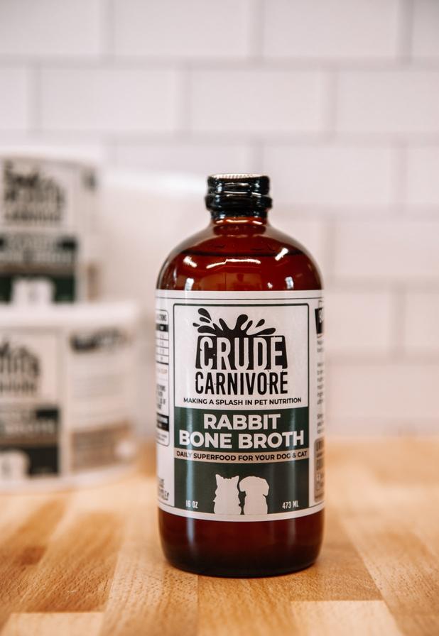 Crude Carnivore Rabbit Bone Broth for Dogs & Cats, 16-oz