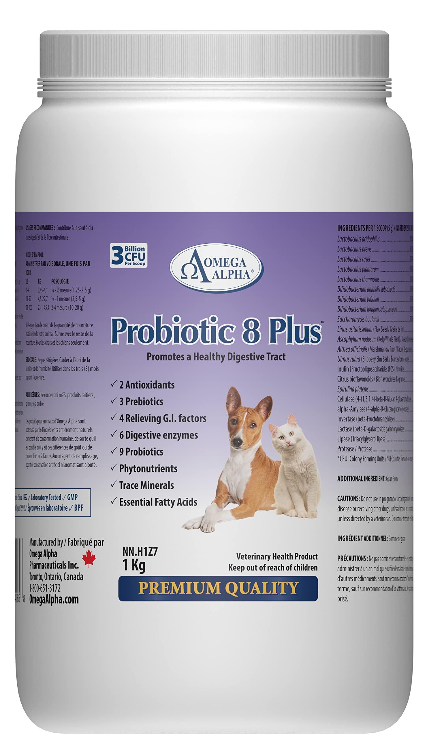 Omega Alpha Probiotic 8 Plus Premium Quality Dog & Cat Supplement, 1-kg