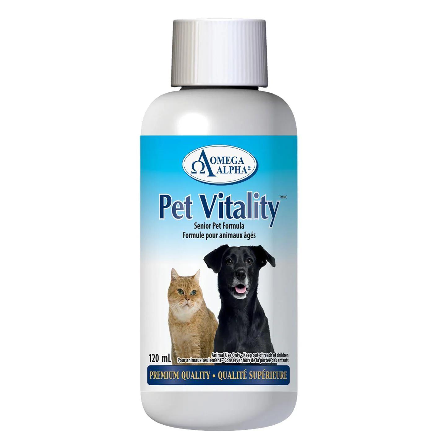 Omega Alpha Pet Vitality Senior Premium Quality Dog & Cat Supplement, 120-mL