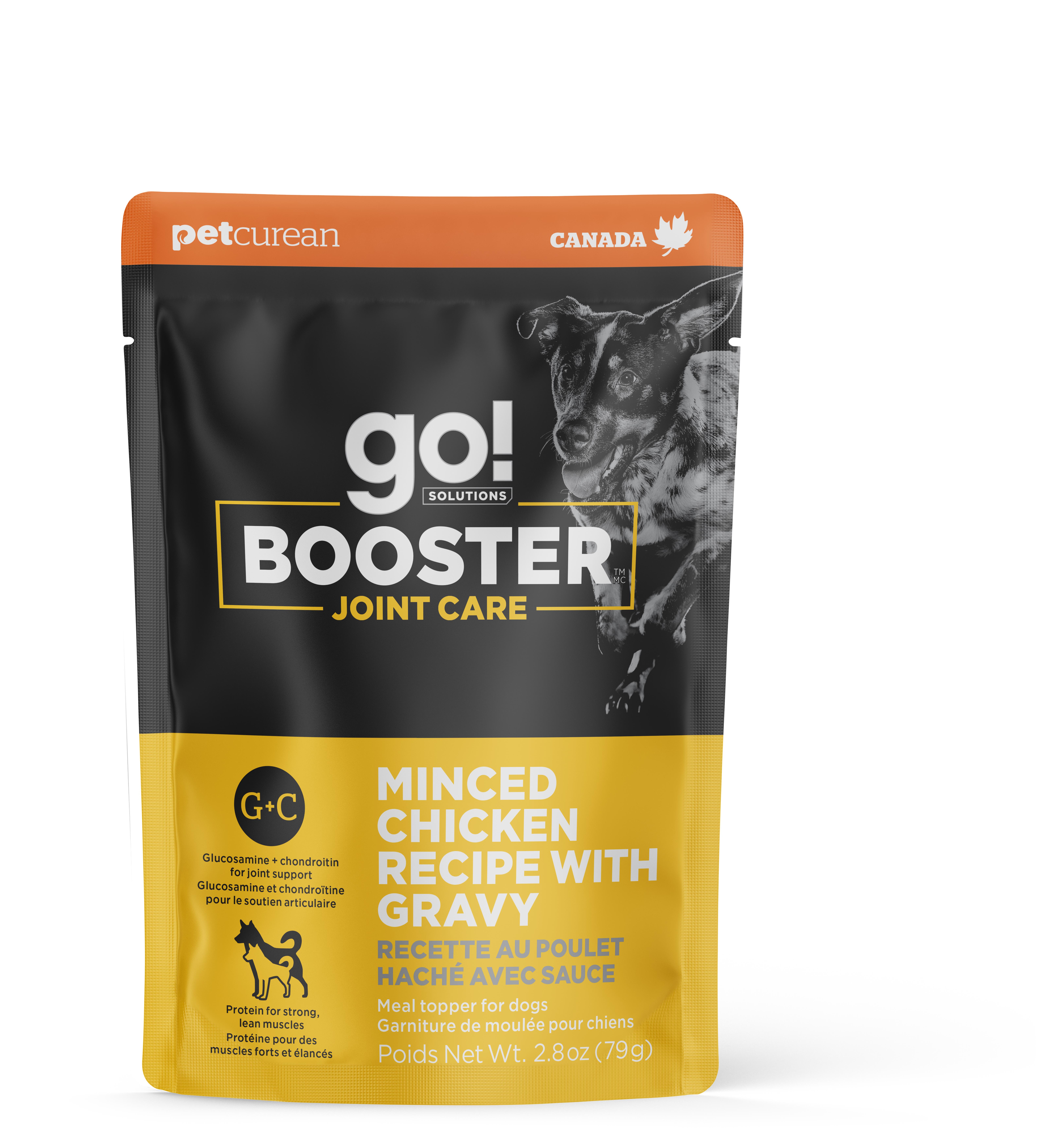 Go! Solutions Booster Joint Care Minced Chicken with Gravy Wet Dog Food Topper Pouch, 2.8-oz