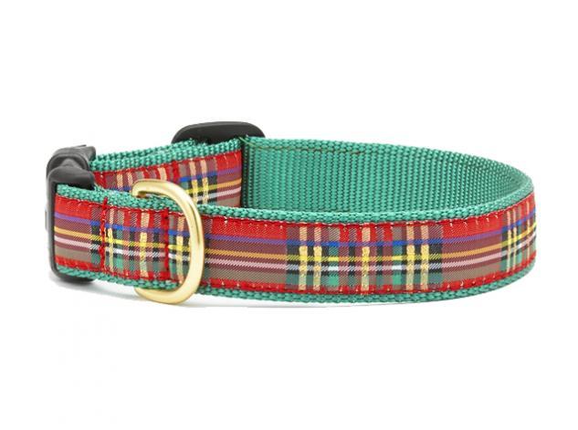 Up Country Dog Collar, Christmas Sparkle Plaid, 5/8-in x 9-15-in
