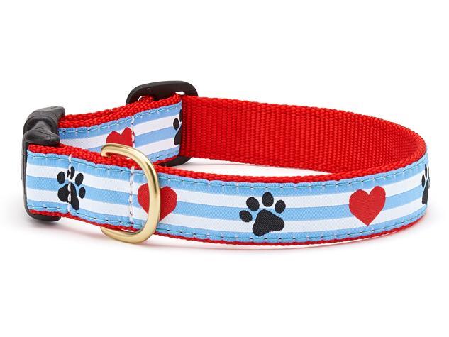 Up Country Dog Collar, Pawprint Stripe, 5/8-in x 9-15-in