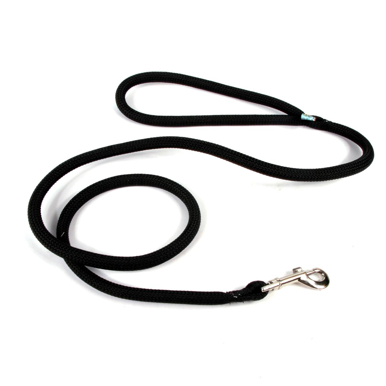 Yellow Dog Design Rolled Round Braided Rope Dog Leash, Black