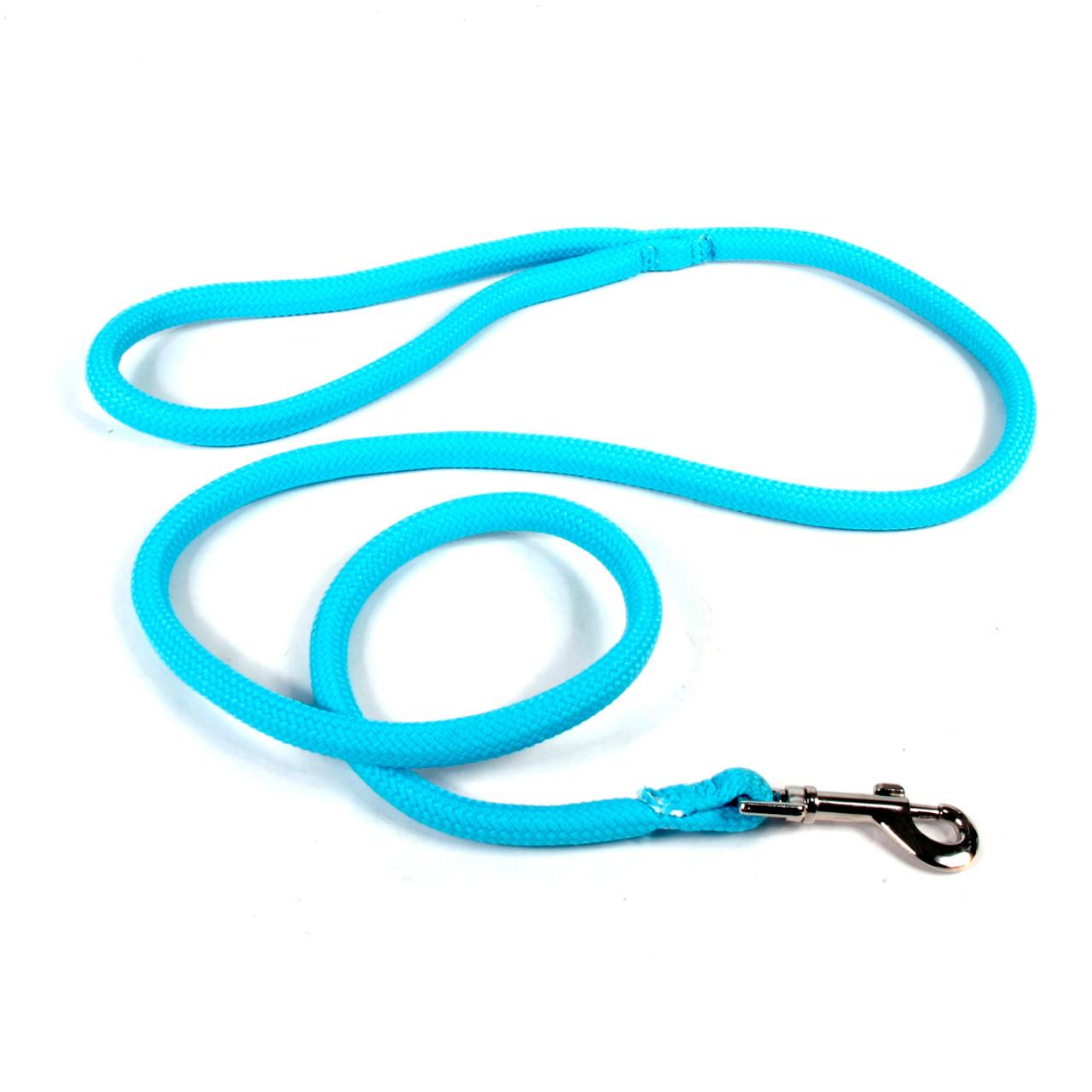 Yellow Dog Design Rolled Round Braided Rope Dog Leash, Light Blue