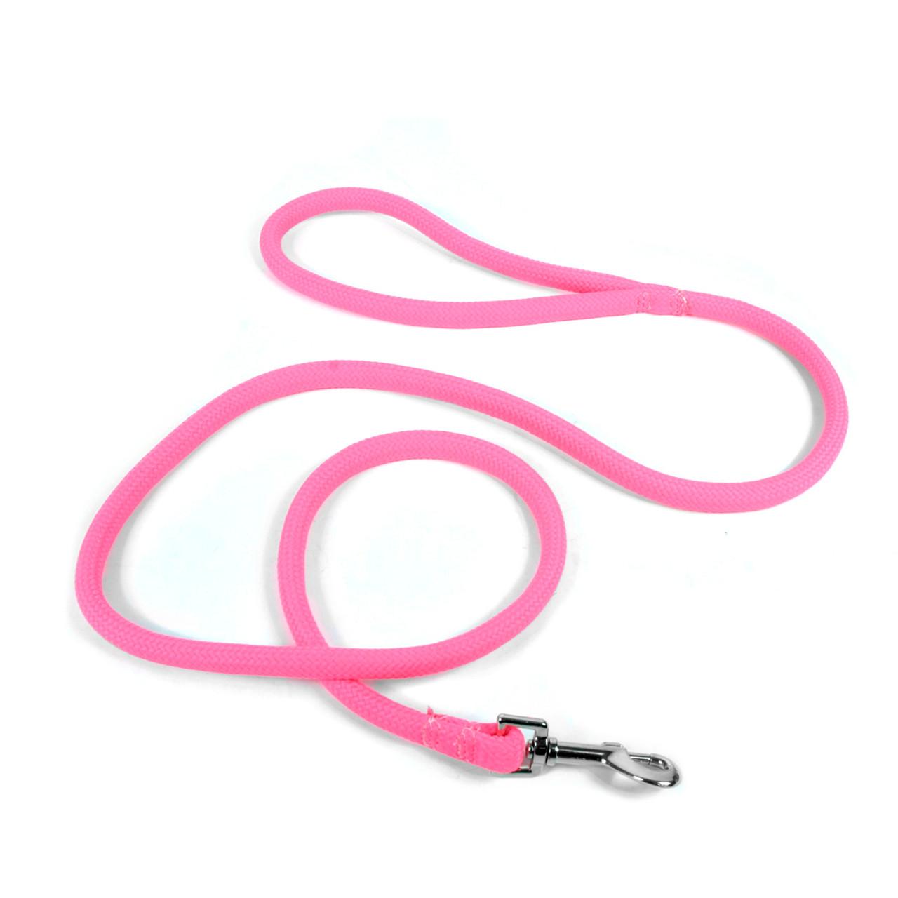 Yellow Dog Design Rolled Round Braided Rope Dog Leash, Pink