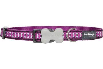 Red Dingo Reflective Bones Dog Collar, Purple, Large
