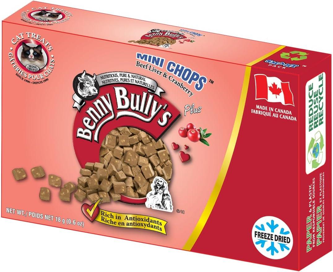 Benny Bully's Smart Pack Mini Chops Beef Liver & Cranberry Cat Treats, 18-gram