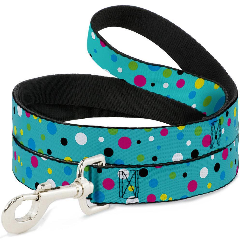 Buckle-Down Dog Leash, Dots Seafoam Green/Multi Pastel, 1-in x 6-ft