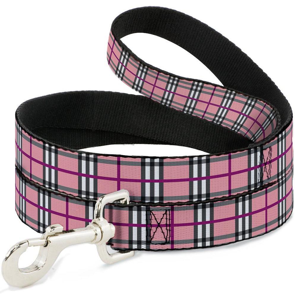 Buckle-Down Dog Leash, Plaid Pink, 1-in x 6-ft