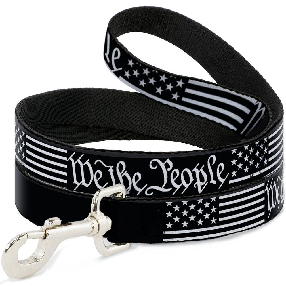 Buckle-Down Dog Leash, Americana Flag/WE THE PEOPLE Black/White, 1-in x 6-ft