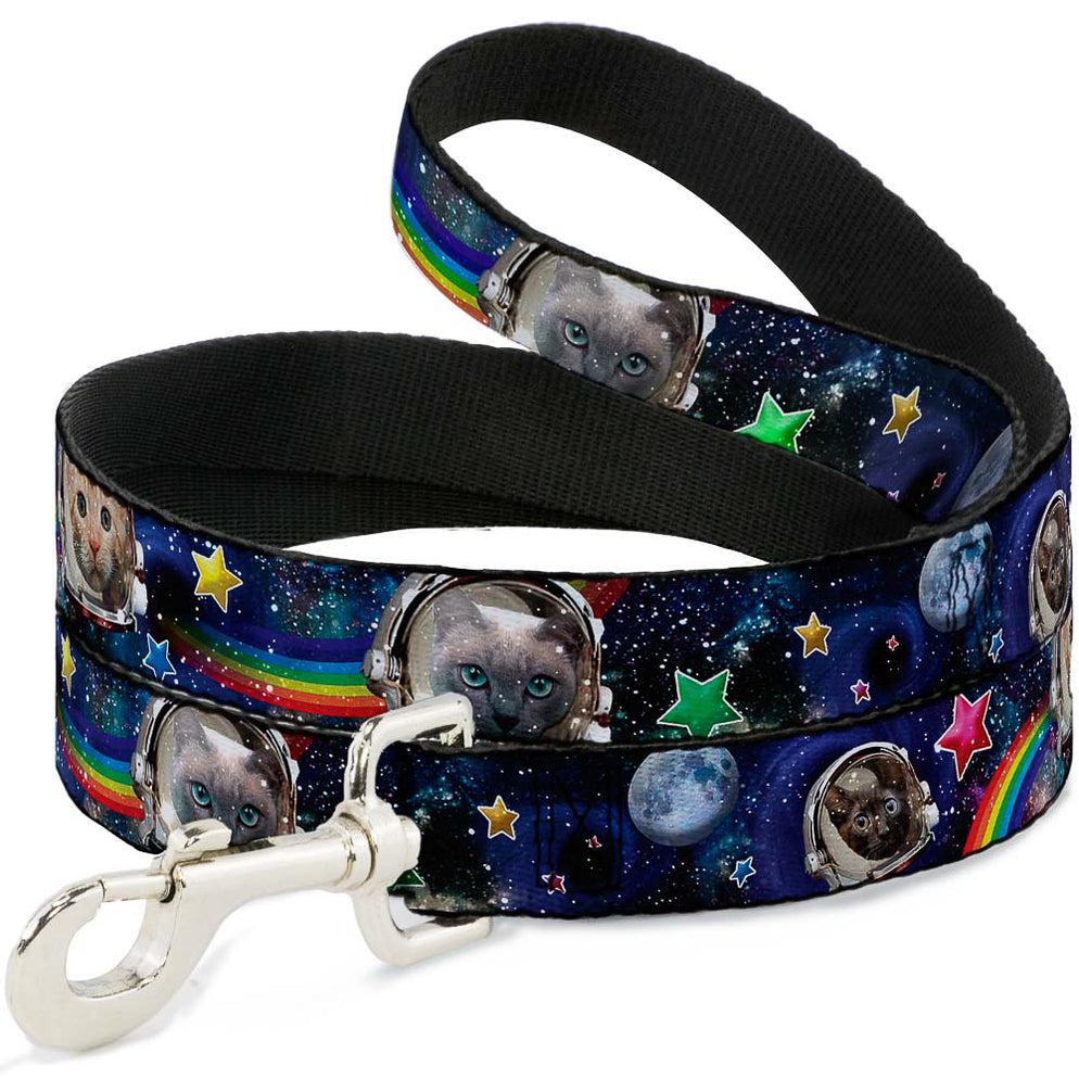 Buckle-Down Dog Leash, Astronaut Cats in Space/Rainbows/Stars, 1-in x 6-ft