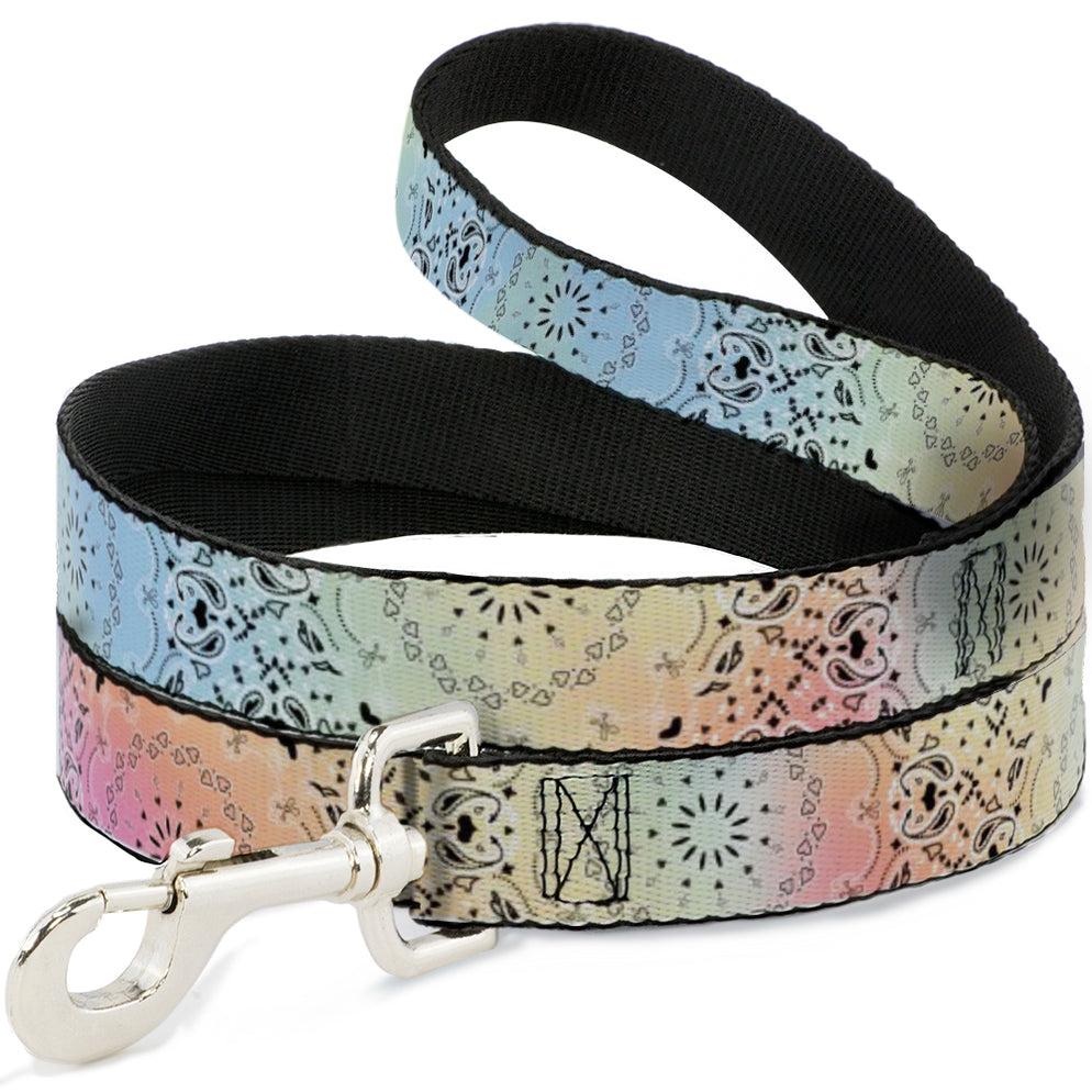 Buckle-Down Dog Leash, Bandana Paisley Ombre Pastel/Black, 1-in x 6-ft