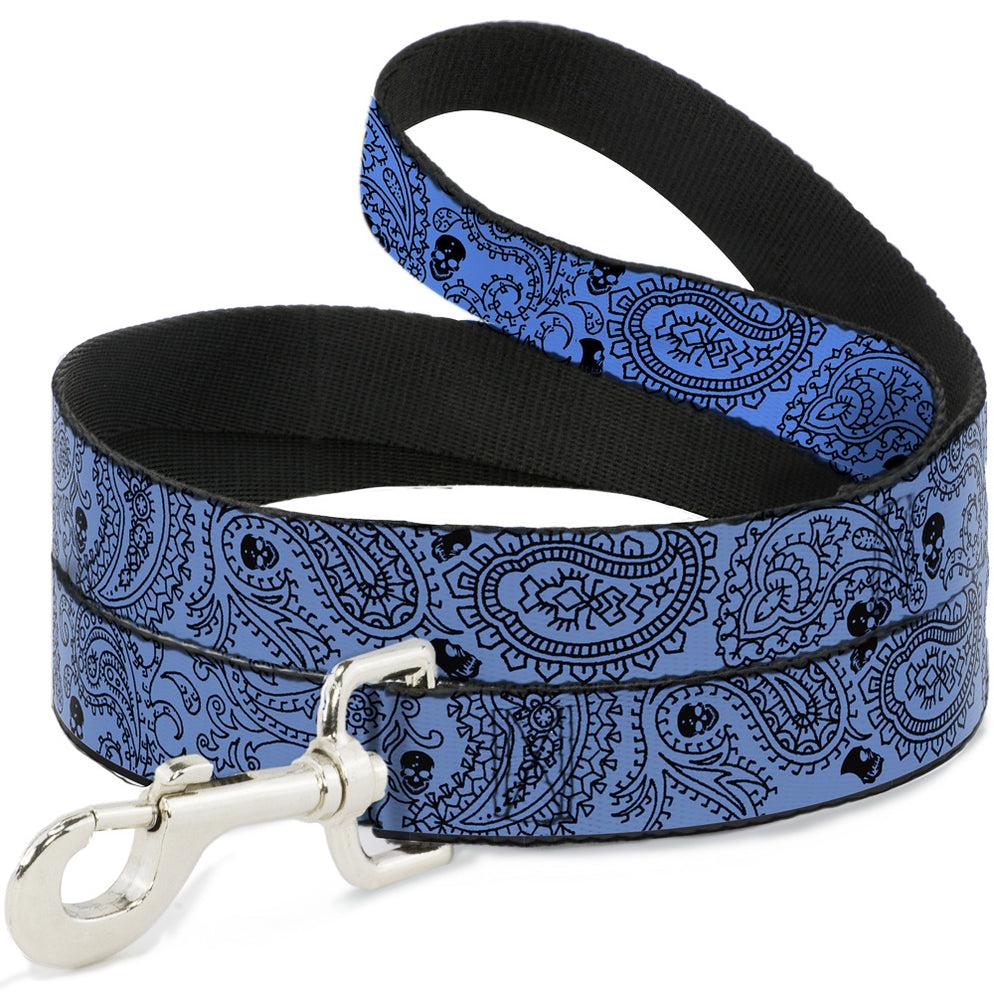 Buckle-Down Dog Leash, Bandana/Skulls Baby Blue/Black, 1-in x 6-ft