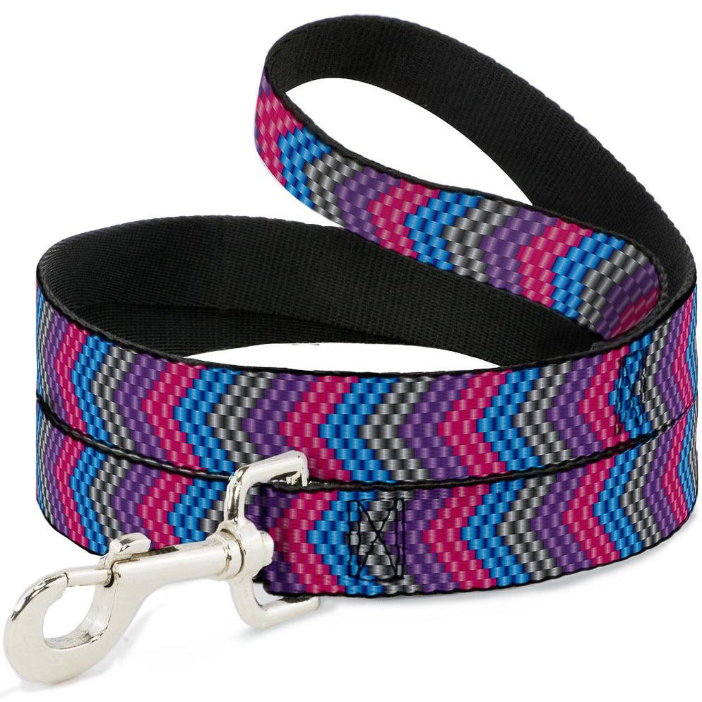 Buckle-Down Dog Leash, Chevron Weave Gray/Lavender/Pink/Baby Blue, 1-in x 6-ft