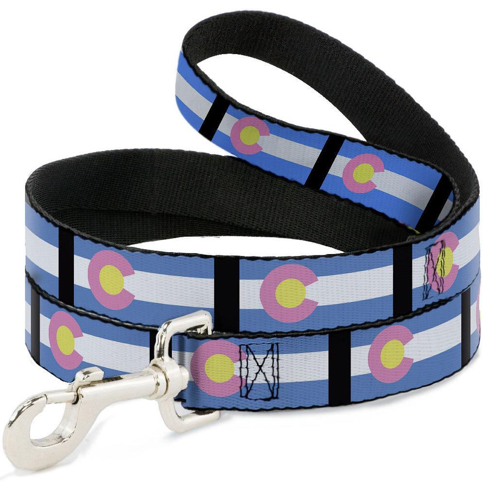 Buckle-Down Dog Leash, Colorado Flags Pastel, 1-in x 6-ft
