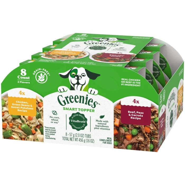 Greenies Smart Topper Chicken with Green Beans & Beef Variety Pack Grain-Free Wet Dog Food Topper, 8-oz