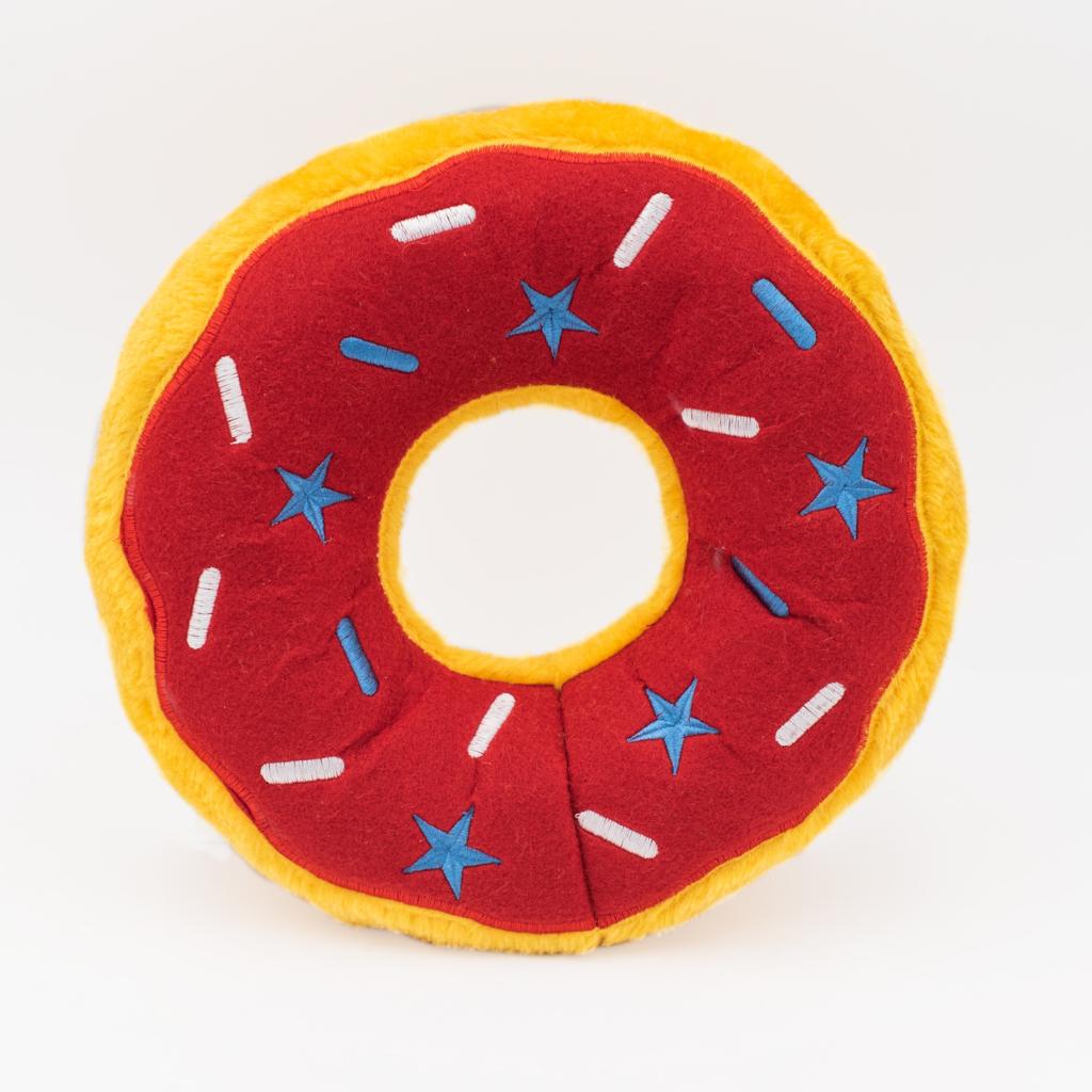 ZippyPaws Jumbo Donutz Americana Dog Toy, 10.5 x 10.5 x 3-in