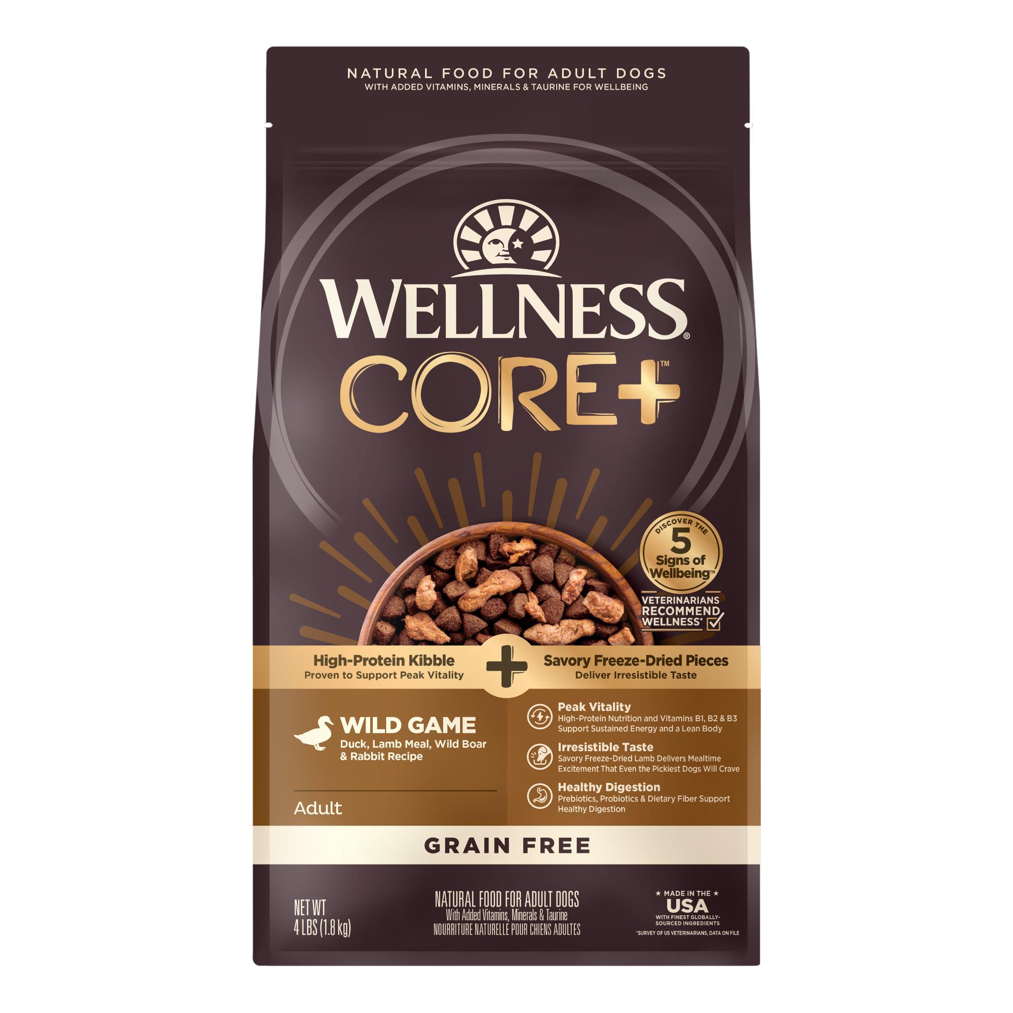 Wellness CORE+ Wild Game Duck, Lamb, Wild Boar & Rabbit Grain-Free Freeze-Dried Pieces Dry Dog Food