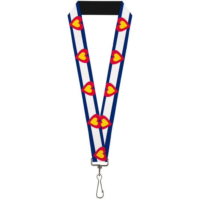 Buckle-Down Lanyard, Colorado Heart Blue/White/Red/Yellow, 1-in x 22-in