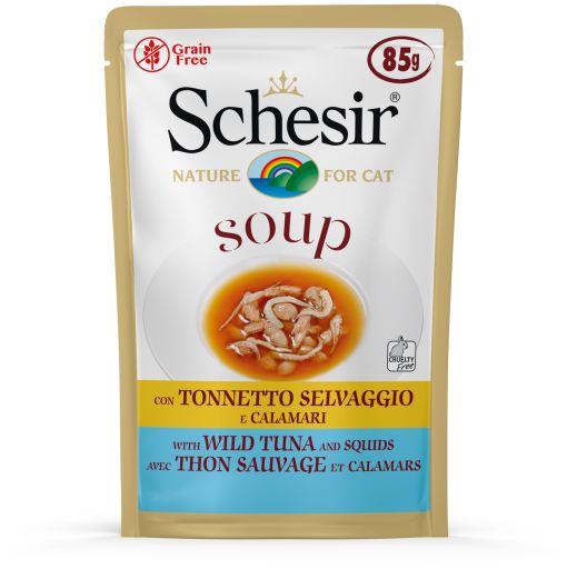 Schesir Soup Tuna & Squid Wet Cat Food Pouch, 85-gram
