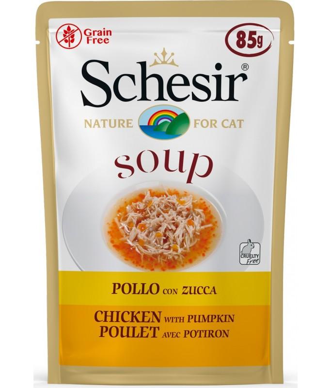 Schesir Soup Chicken & Pumpkin Wet Cat Food Pouch, 85-gram