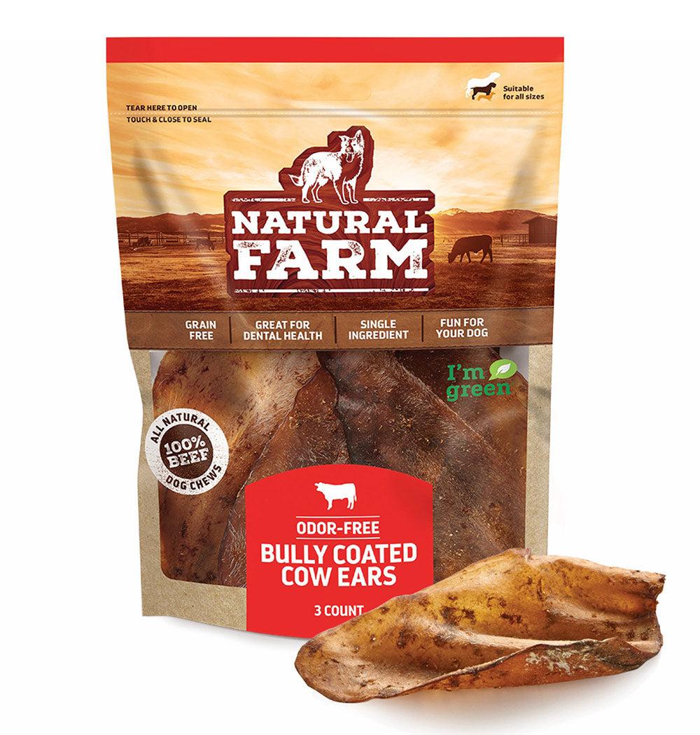 Natural Farm Bully Coated Cow Ears Odor-Free Dog Treats