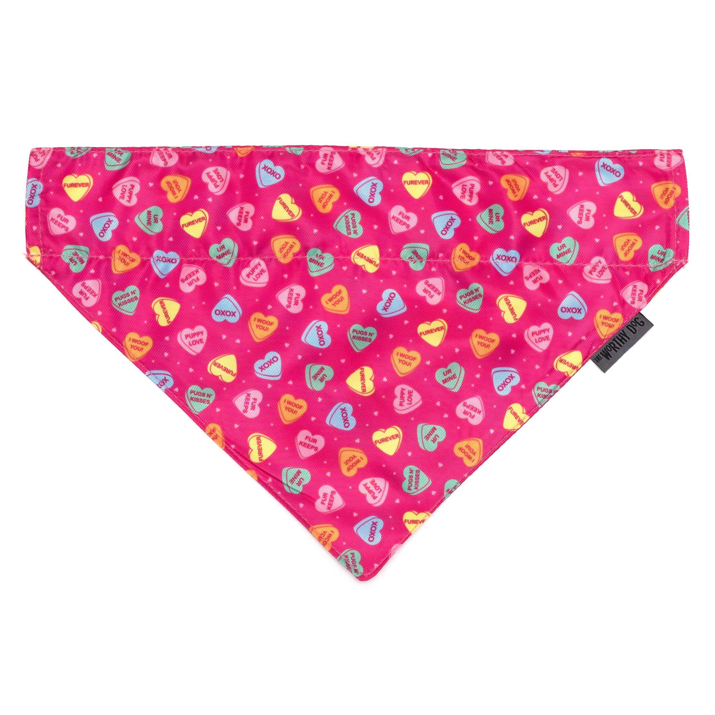 The Worthy Dog Puppy Love Dog Bandana, Pink, Large