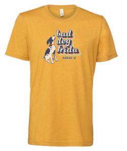 bad dog frida Retro Design T-Shirt, Heather Mustard, Medium
