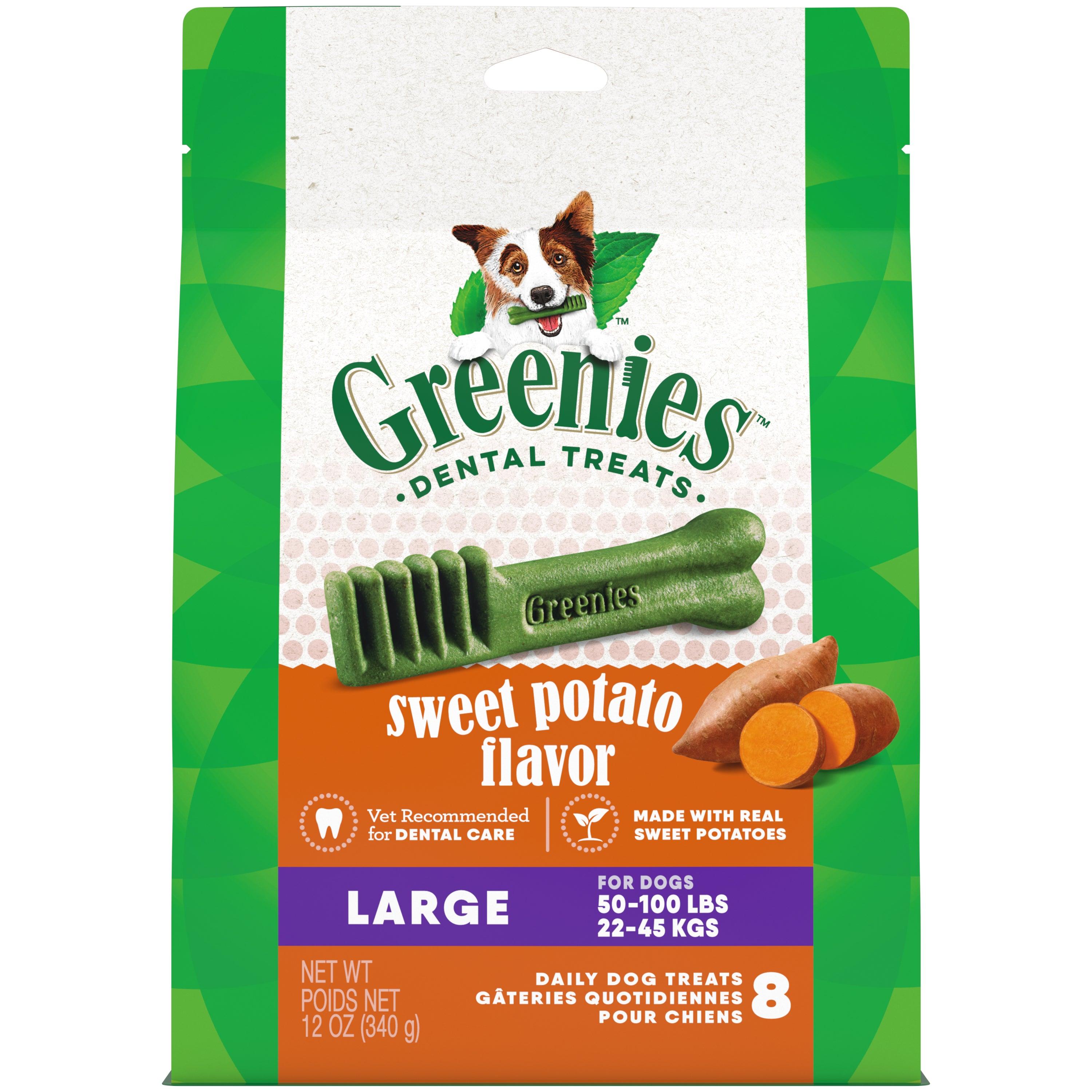 Greenies Sweet Potato Flavored Large Dental Dog Treats, 8-count, 12-oz