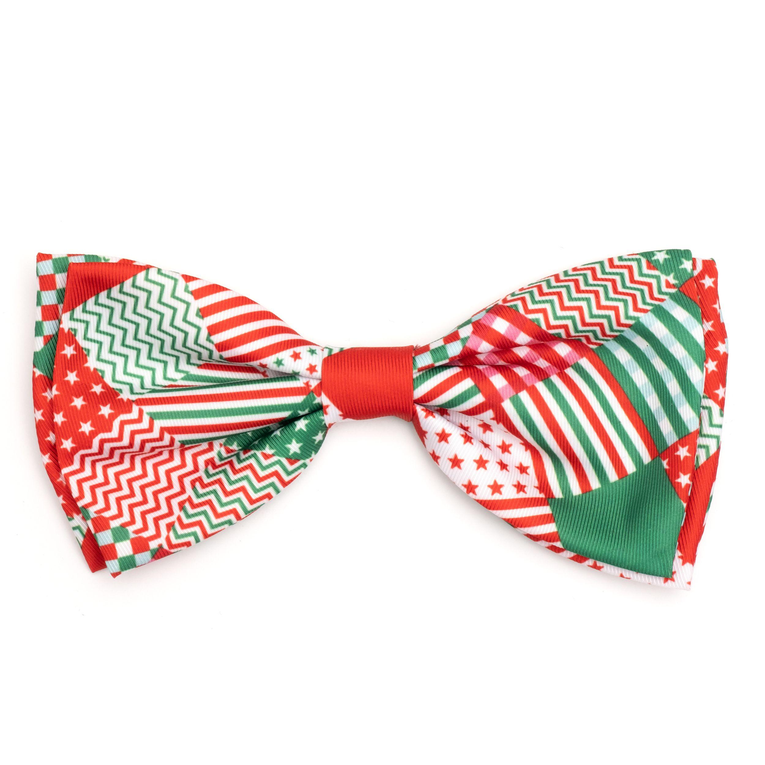 The Worthy Dog Holiday Americana Pet Bow Tie, Red/Green, Small