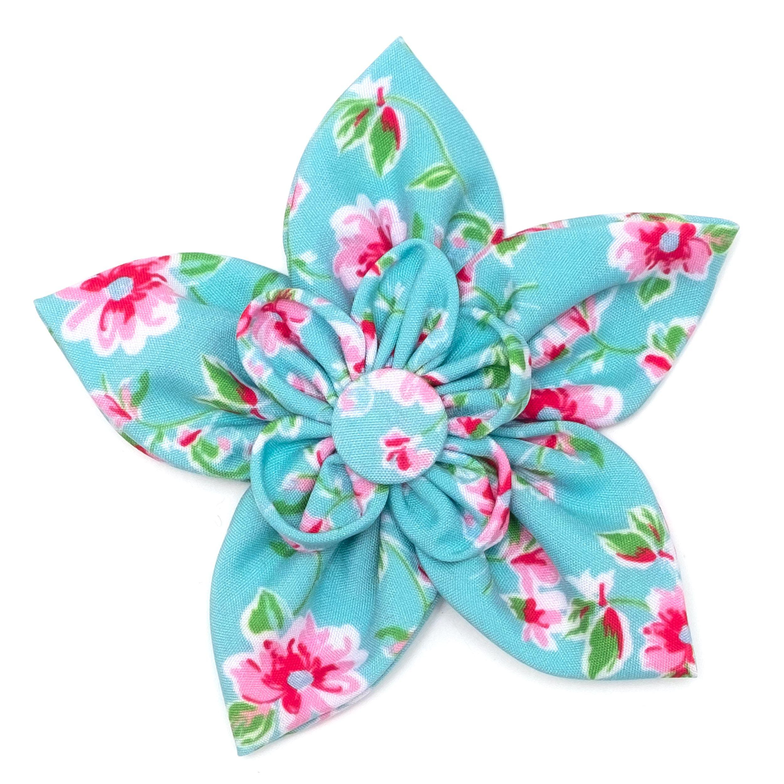 The Worthy Dog Watercolor Floral Dog Collar Flower, Teal