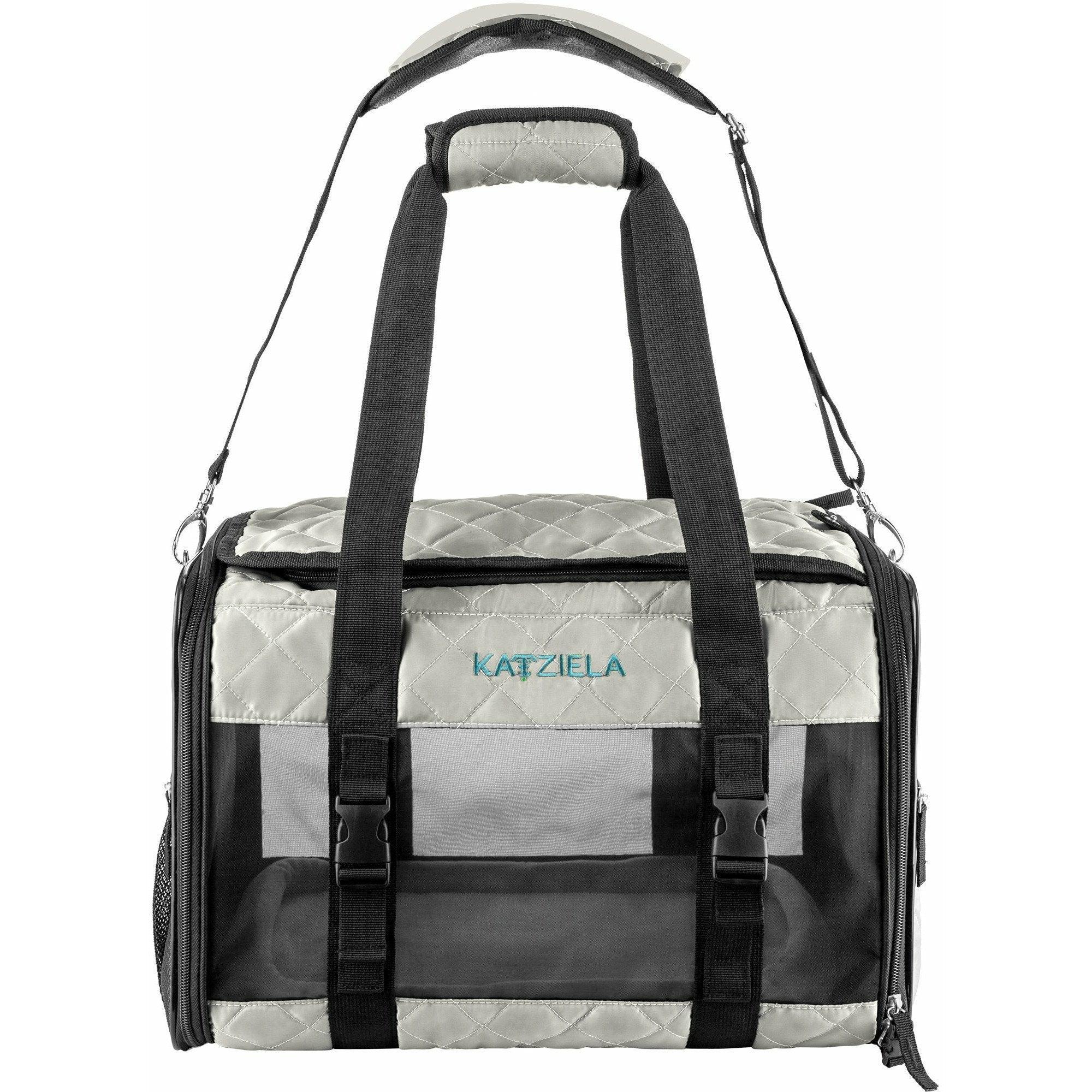 Katziela Quilted Companion Pet Carrier, Light Gray, Small