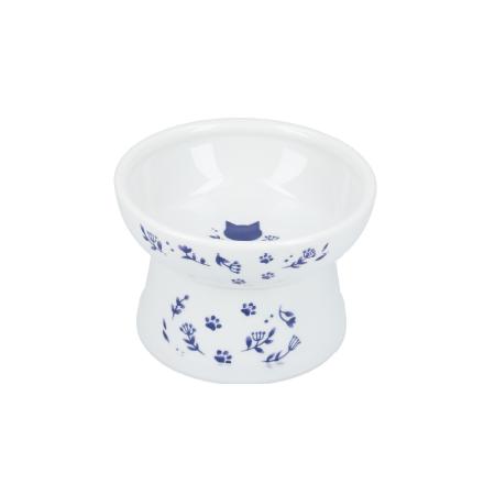 Necoichi Raised Cat Food Bowl, Nordic Blue