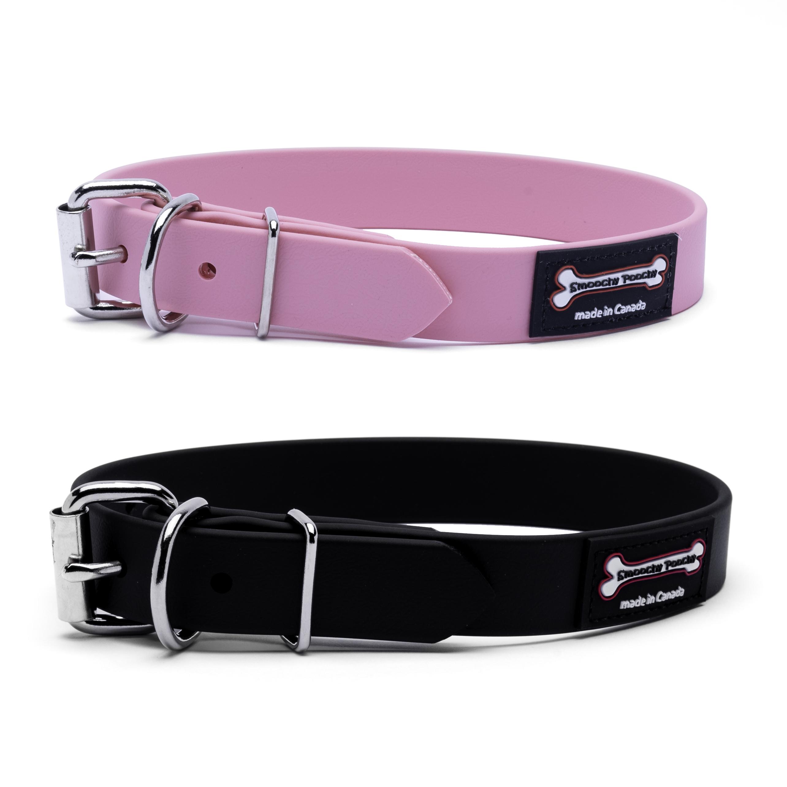 Smoochy Poochy Polyvinyl Buckle Style Dog Collar, Black, 1-in x 16-20-in