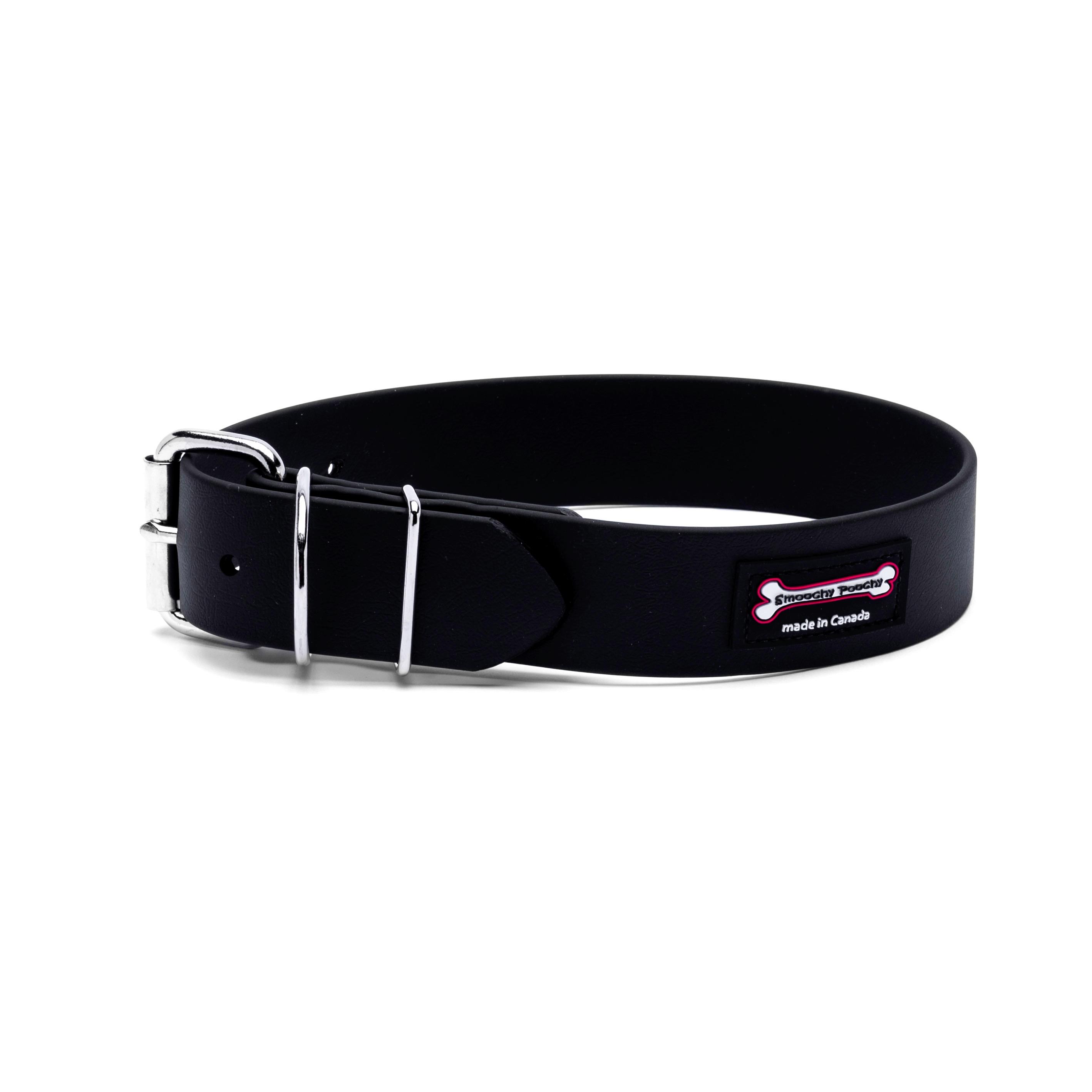 Smoochy Poochy Polyvinyl Buckle Style Dog Collar, Black, 1.5-in x 20-24-in