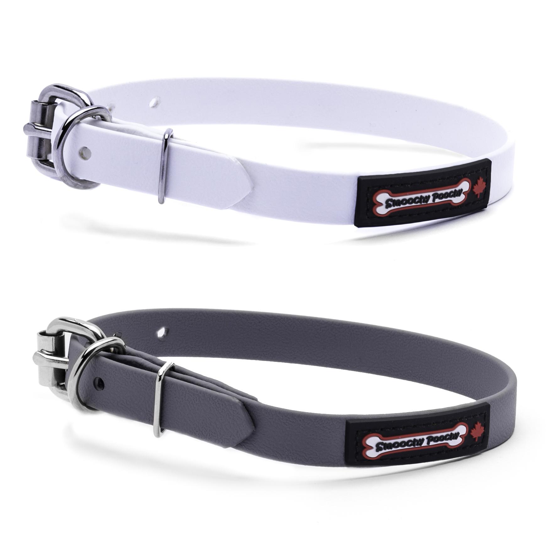 Smoochy Poochy Polyvinyl Buckle Style Dog Collar, Slate, 5/8-in x 12.75-15.25-in