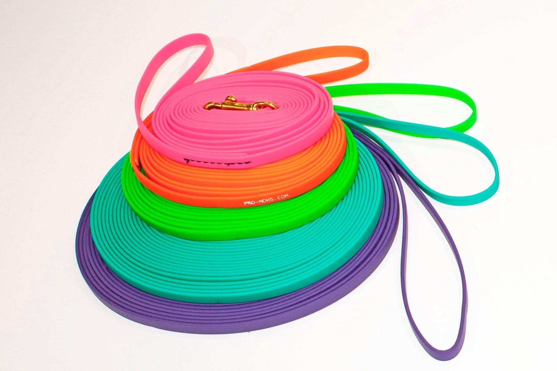 Pro-Mohs Pet Products Biothane Long Line Dog Leash, Neon Yellow Bio, 3/8-in x 20-ft