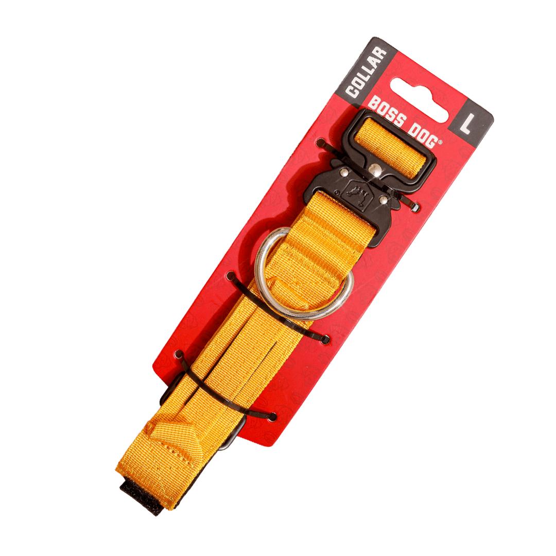 Boss Dog Tactical Dog Collar, Yellow, 1.5-in x 17-22-in