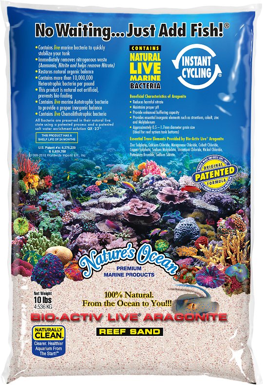 Nature's Ocean Bio-Activ Live Aragonite Saltwater Aquarium Sand, Samoa Pink, 10-lb