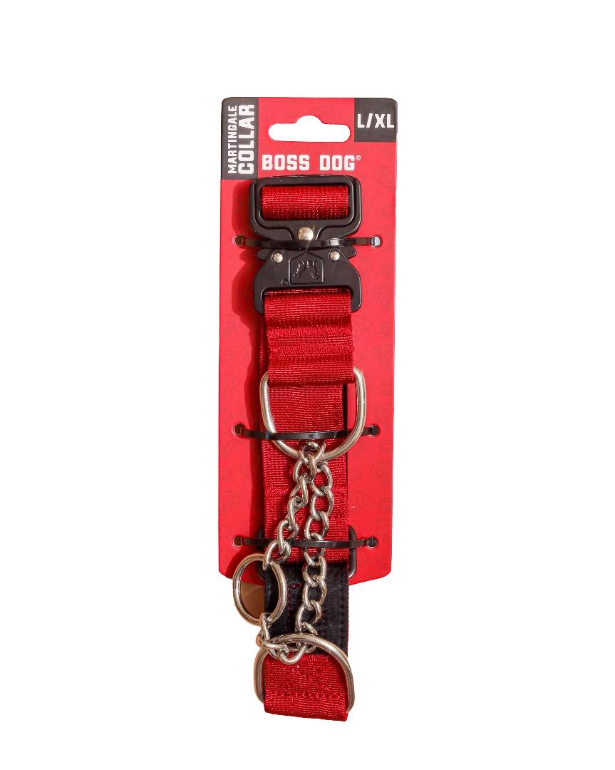 Boss Dog Martingale Dog Collar, Red, 1.5-in x 17-24-in