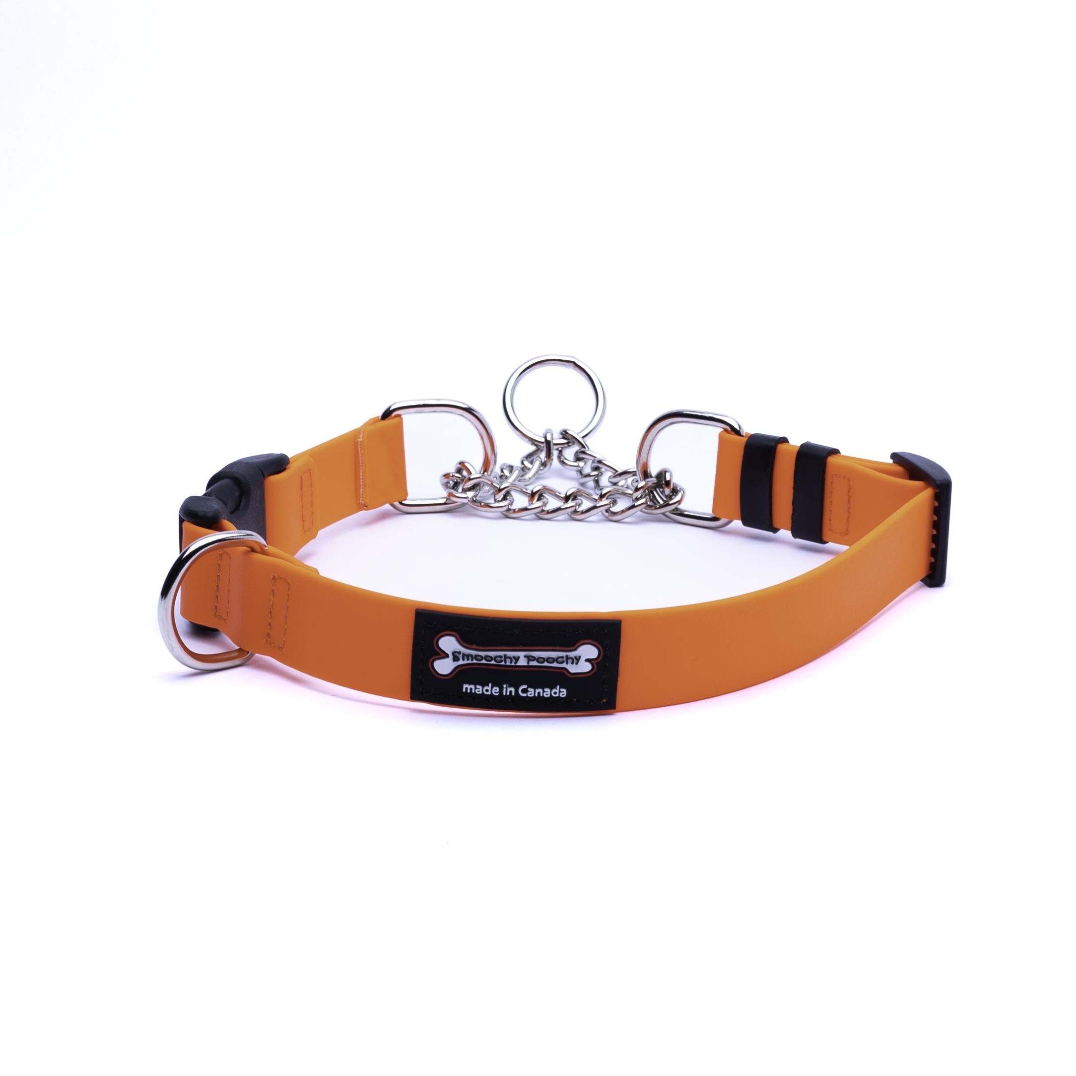 Smoochy Poochy Polyvinyl Smoochygale Dog Collar, Orange, 1-in x 19-23-in