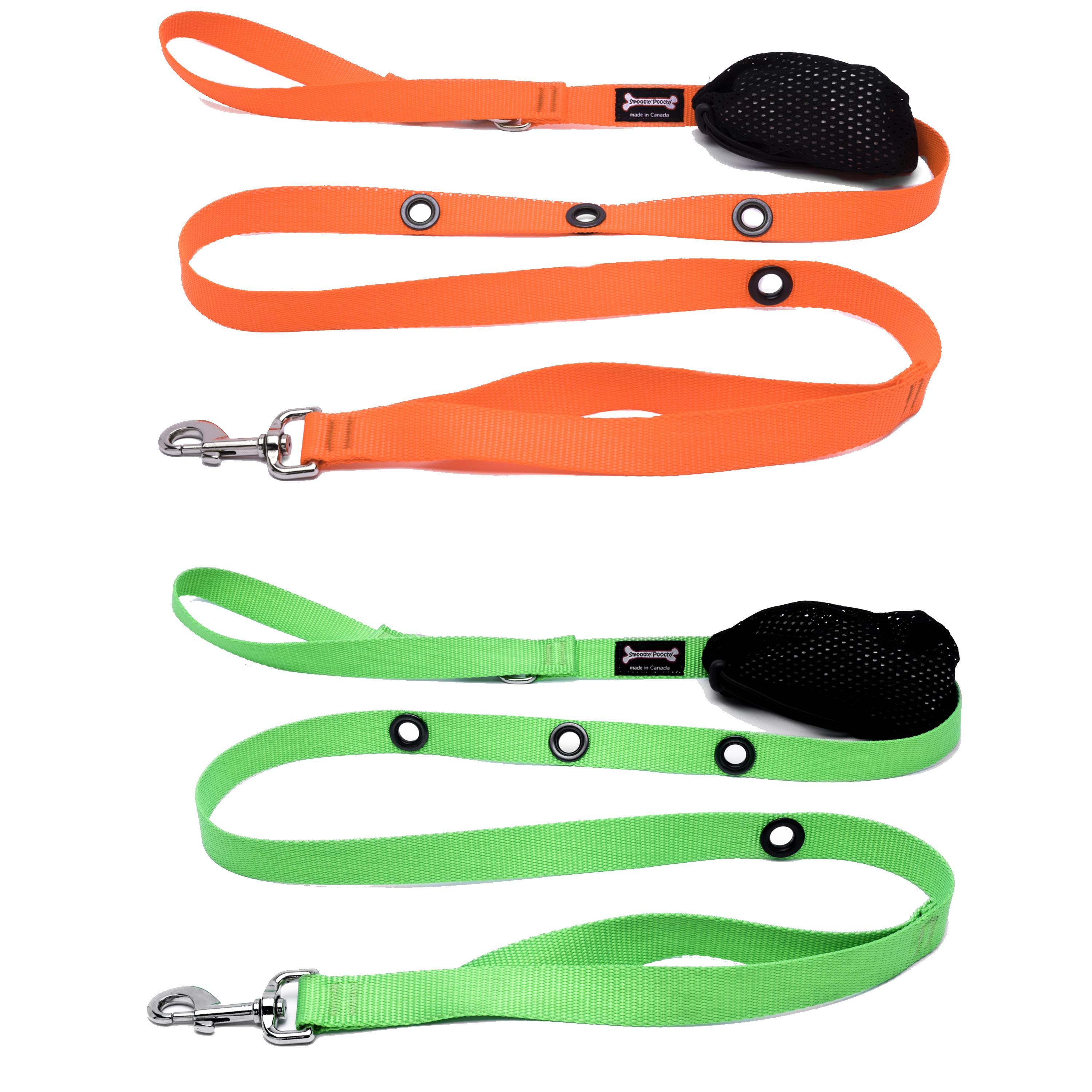 Smoochy Poochy Nylon Hands-Free Dog Leash, Apple, 1-in x 6-ft