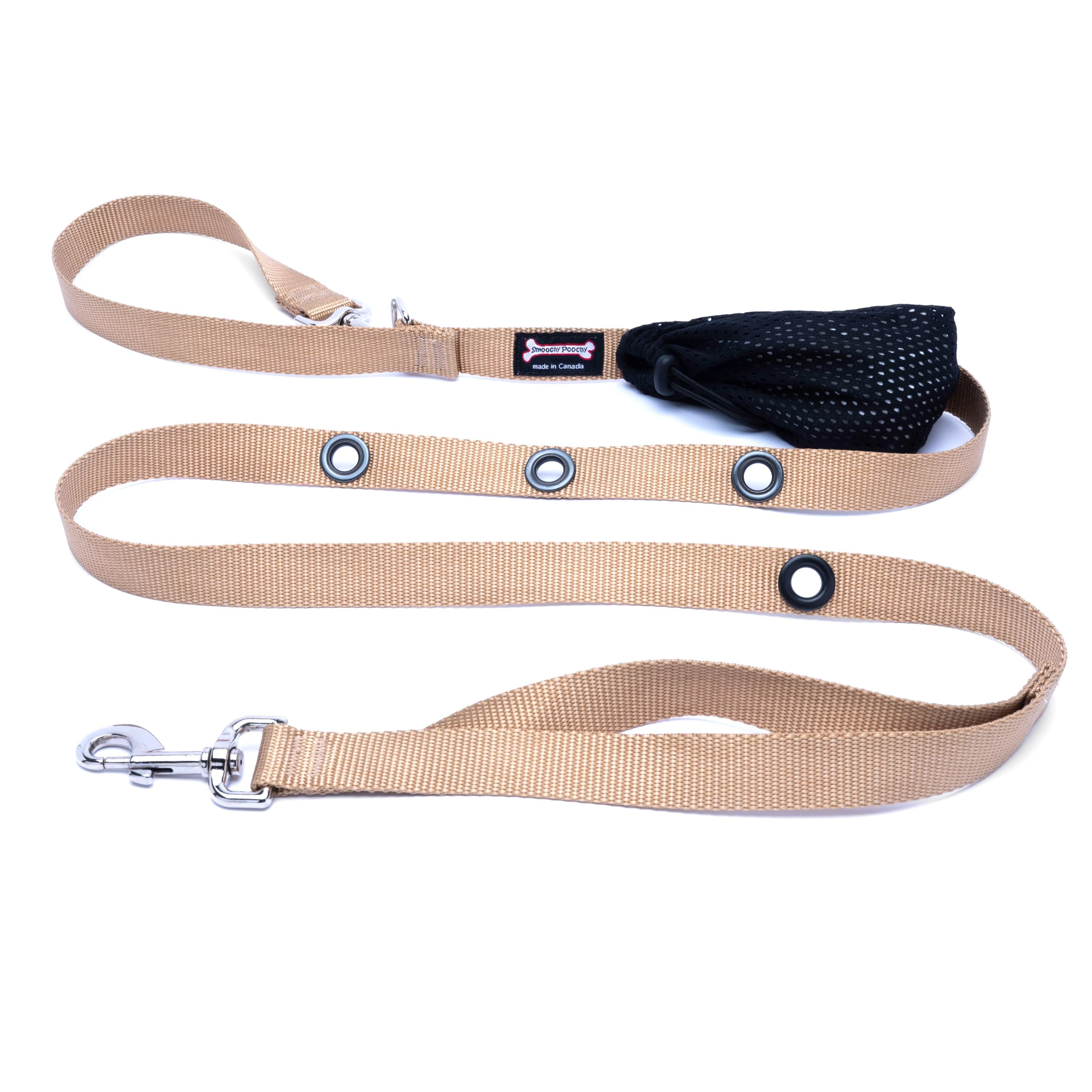 Smoochy Poochy Nylon Hands-Free Dog Leash, Camel, 5/8-in x 6-ft