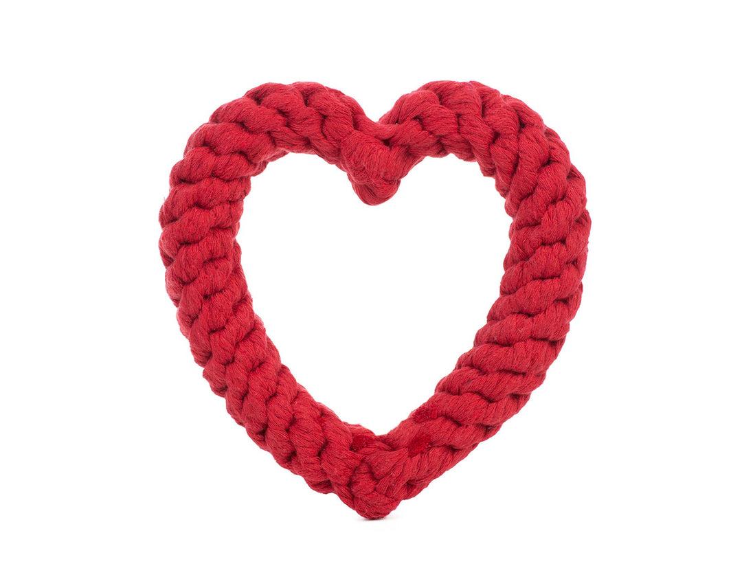 Jax & Bones Heart Rope Dog Toy, Red, 7-in