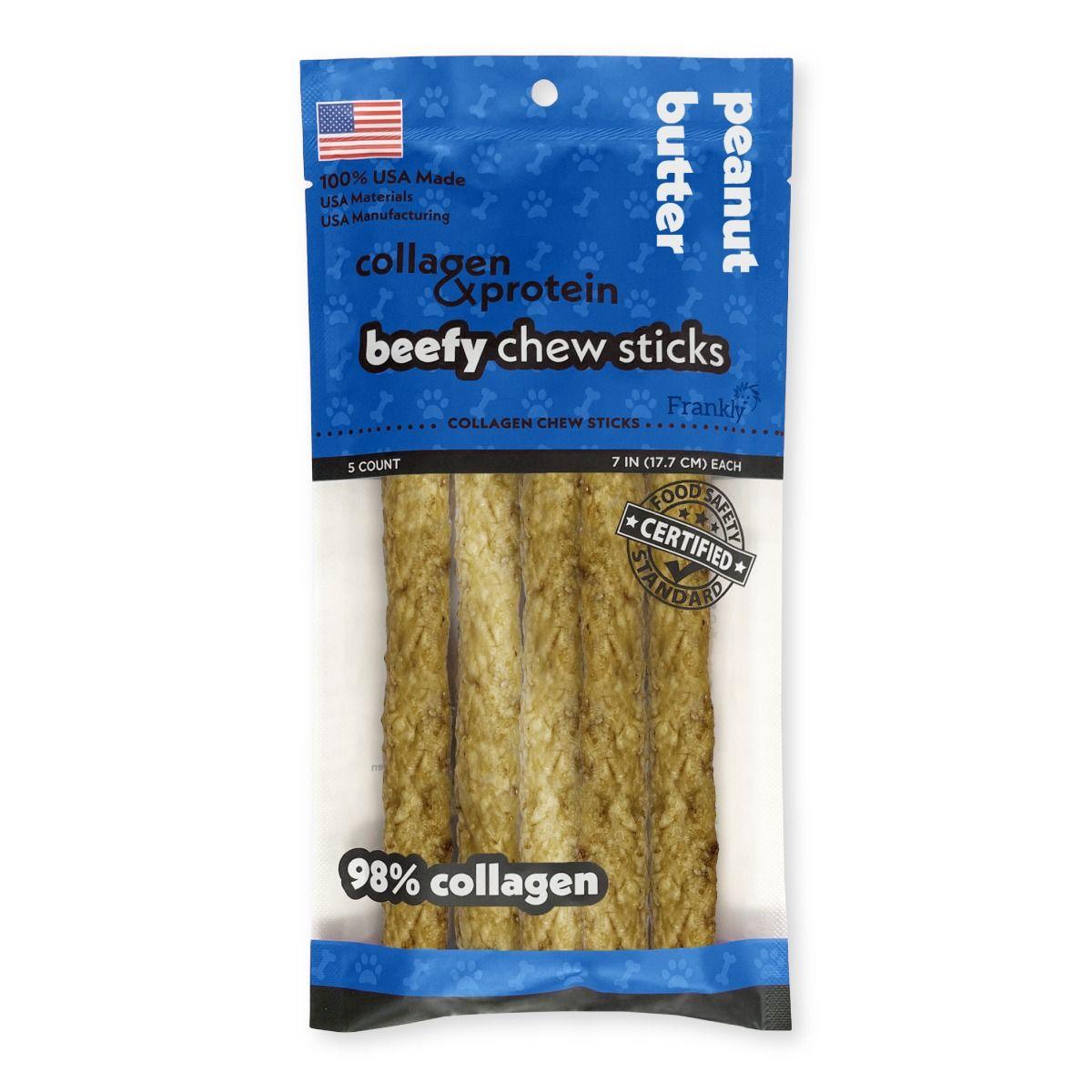 Frankly Beefy Chew Sticks Peanut Butter Dog Treats, 7-in